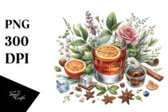 Sazerac Watercolor Sublimation Clipart Product Image 1