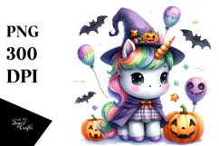 Cute Baby Unicorn Halloween Clipart Product Image 1