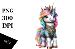 Colorful Baby Unicorn Medieval Festival PNG Product Image 1
