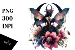 Gothic Fairy on Flower PNG Product Image 1
