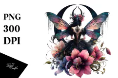 Gothic Fairy on Flower PNG Product Image 1