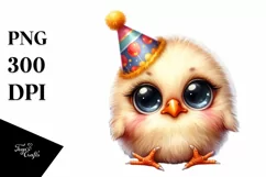 Cute Baby Chicken with Party Hat, Digital PNG Product Image 3