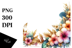 Abstract Hawaiian Flowers Gold Foil Frame Product Image 1