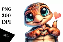 Vibrant Turtle Portrait Love Sign Clipart Product Image 3