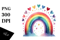 Colorful Moon with Hearts PNG Product Image 1