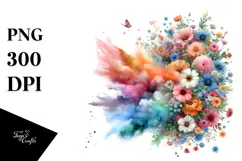 Colorful Flower Painting PNG Product Image 1