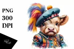 Colorful Baby Highland Cow Hambo Dancer PNG Product Image 3