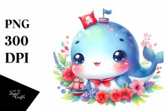 Small Baby Whale Sailor | Sublimation | Clipart Product Image 1
