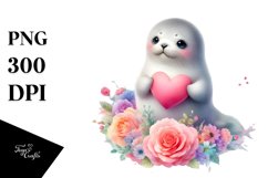 Pastel Watercolor Baby Seal, Transparent PNG Product Image 1