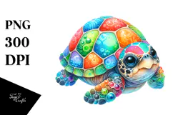 Colorful Vibrant Baby Turtle | Sublimation | Clipart Product Image 1