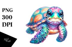 Colorful Vibrant Baby Turtle | Sublimation | Clipart Product Image 1