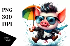 Baby Pig with Cool Haircut PNG Product Image 1