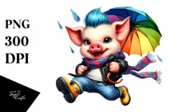 Baby Pig with Cool Haircut PNG Product Image 1