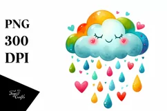 Simple Cloud with Blood and Hearts PNG Product Image 1