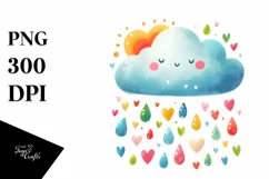 Simple Cloud with Blood and Hearts PNG Product Image 1