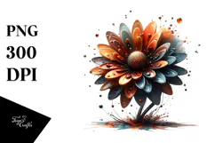 Glossy Sunflower Watercolor Splash PNG Product Image 1
