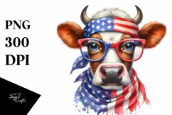 Sublimation Cow Portrait | USA Flag | Bandana Product Image 1