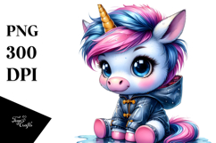 Funny Sitting Unicorn PNG Product Image 1