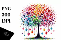 Tree with Hearts Digital Painting PNG Product Image 1