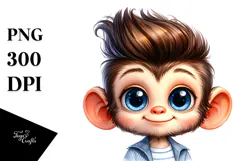 Cute Baby Monkey with Cool Haircut PNG Product Image 1