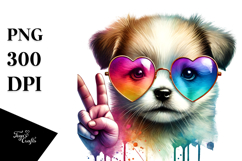 Colorful Puppy with Heart Shaped Sunglasses PNG Product Image 1