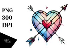 Simple Watercolor Stained Hearth with Arrow PNG Product Image 1