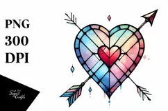 Simple Watercolor Stained Hearth with Arrow PNG Product Image 1