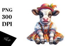 colorful Baby Cow in Schottische Dancer&#039;s Outfit Product Image 1