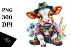 colorful Baby Cow in Schottische Dancer's Outfit Product Image 1