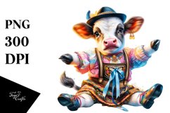colorful Baby Cow in Schottische Dancer&#039;s Outfit Product Image 3