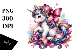 colorful Baby Unicorn with Ribbon Product Image 1