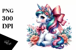 colorful Baby Unicorn with Ribbon Product Image 1