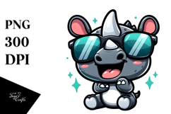 Ridiculously Cute Rhino with Sunglasses PNG Product Image 1