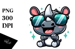 Ridiculously Cute Rhino with Sunglasses PNG Product Image 1