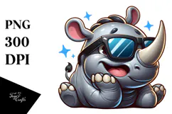 Ridiculously Cute Rhino with Sunglasses PNG Product Image 1