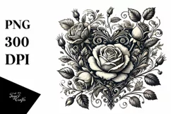 Vintage Heart with Roses PNG Product Image 1
