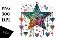 Colorful Boho Star Digital Painting PNG Product Image 1