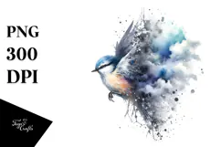 Colorful Bird with Paint Splashes PNG Product Image 1