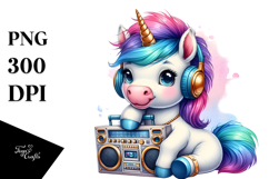 colorful Baby Unicorn with Boombox Product Image 1