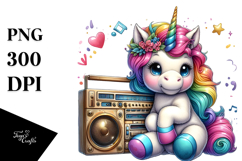 colorful Baby Unicorn with Boombox Product Image 1