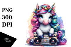 colorful Baby Unicorn with Boombox Product Image 1