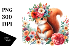 Cartoon Squirrel Flower Crown | Sublimation | Clipart Product Image 1