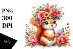 Cartoon Squirrel Flower Crown | Sublimation | Clipart Product Image 1