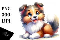 Happy Cartoon Collie Baby PNG Product Image 1
