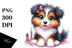 Happy Cartoon Collie Baby PNG Product Image 1