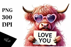 Detailed Pink Highland Cow, PNG Product Image 1