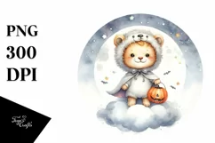 Cute Baby Lion on Moon, Transparent PNG Product Image 3
