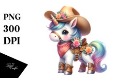 Baby Unicorn Cowboy with Flowers | Clipart Product Image 3