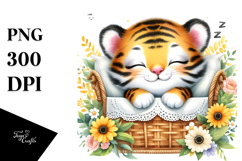 Sleeping Baby Tiger Cradle | Sublimation | Clipart Product Image 1