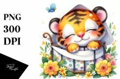 Sleeping Baby Tiger Cradle | Sublimation | Clipart Product Image 1